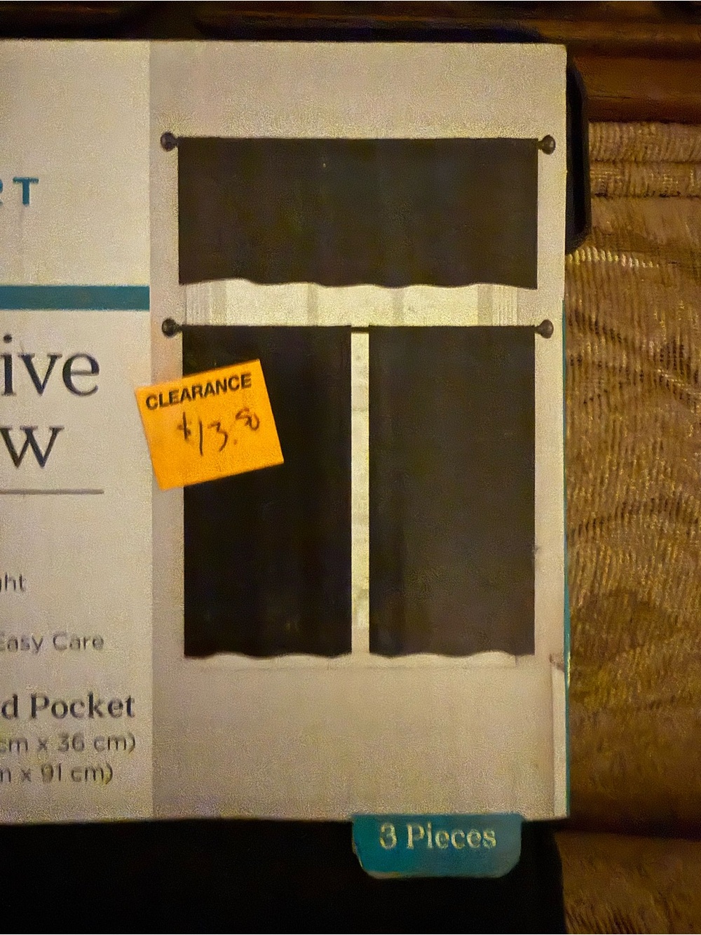Comfort Bay Black 3-Piece Window Valance and Tier Set